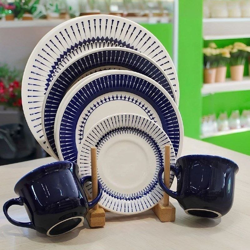 Aparelho De Jantar E Chá 20 Peças Donna Colb Azul