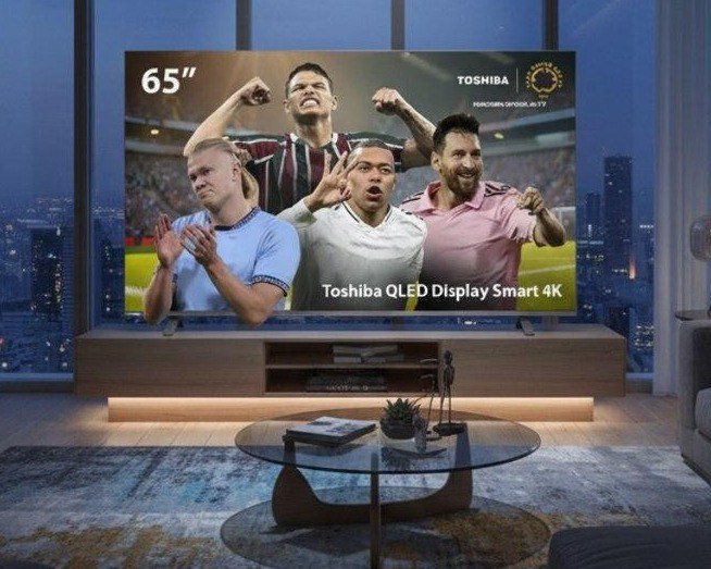 Smart TV QLED 65" 4K Toshiba 65C450NS Google TV 4 HDMI 2 USB Wi-Fi - TB036M