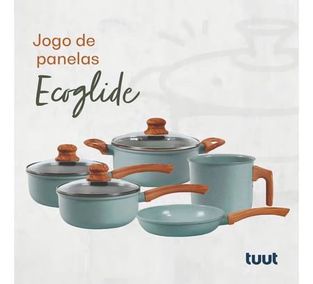 Jogo de Panelas de Alumínio Revestimento Cerâmico com Antiaderente Ecoglide Tuut Marble - ...