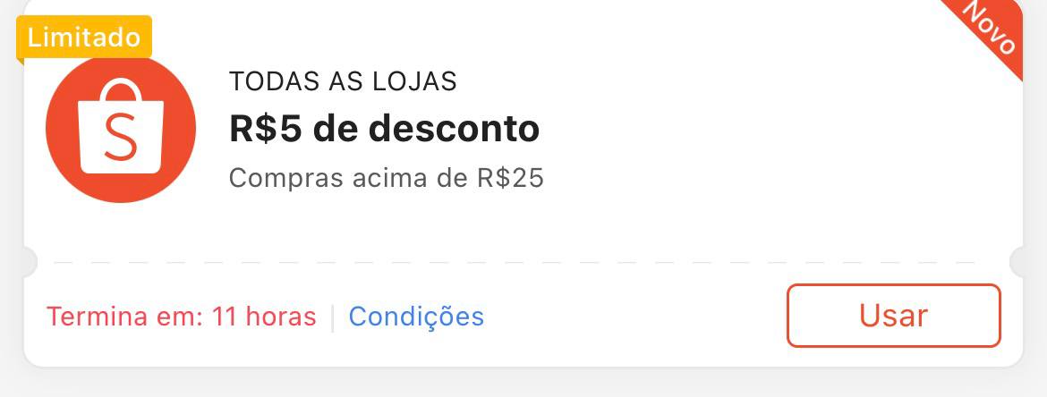 Cupom R$ 5 a partir de R& 25 - Shopee