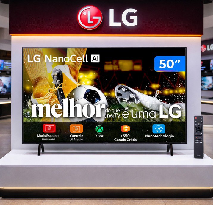 Smart TV 50" LG 4K Ultra HD NANOCELL webOS 25 α7 AI Processor HDMI USB Smart Magic Alexa C...