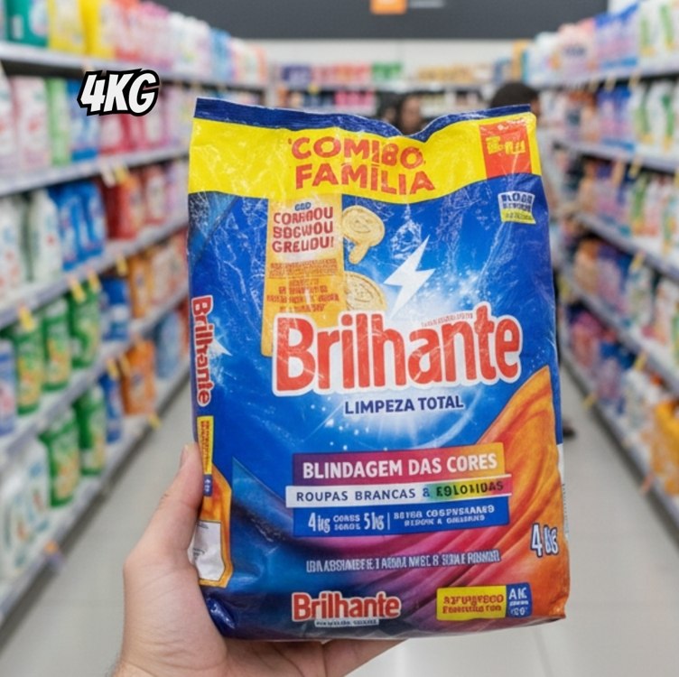 Brilhante Lava-Roupas Em Pó Roupas Brancas E Coloridas Limpeza Total Pacote Tamanho Famíli...