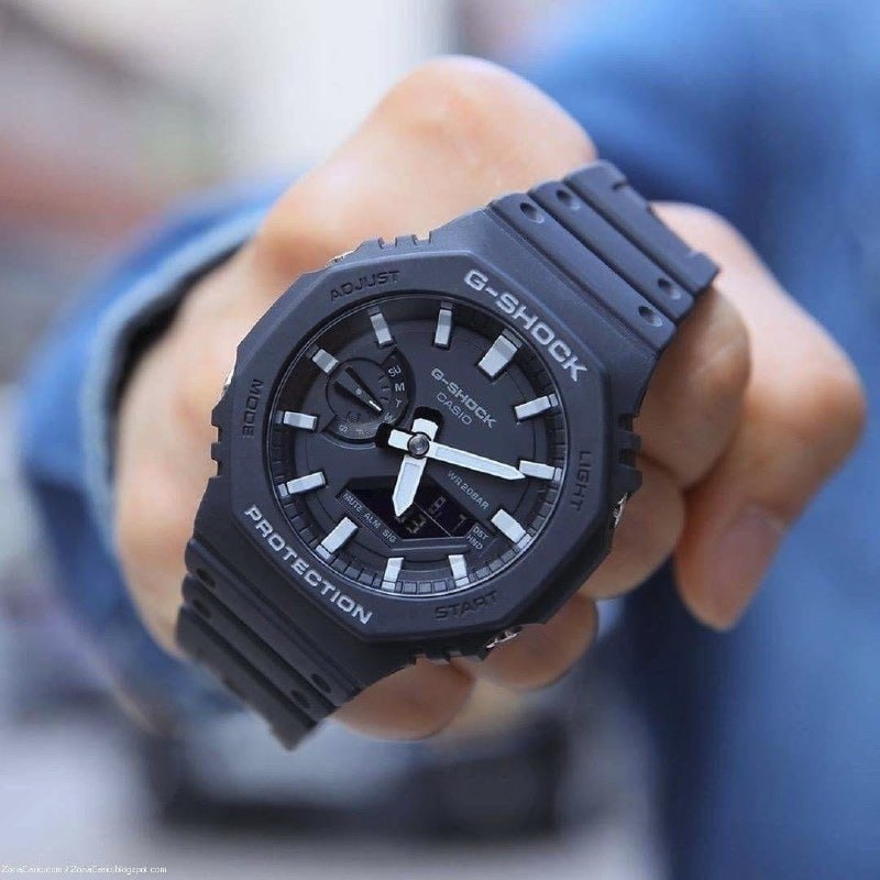 Relógio Casio G-shock Ga-2100-1adr Carbon Core Guard Cor Da Correia Preto Cor Do Bisel Preto/cinza Cor Do Fundo Preto