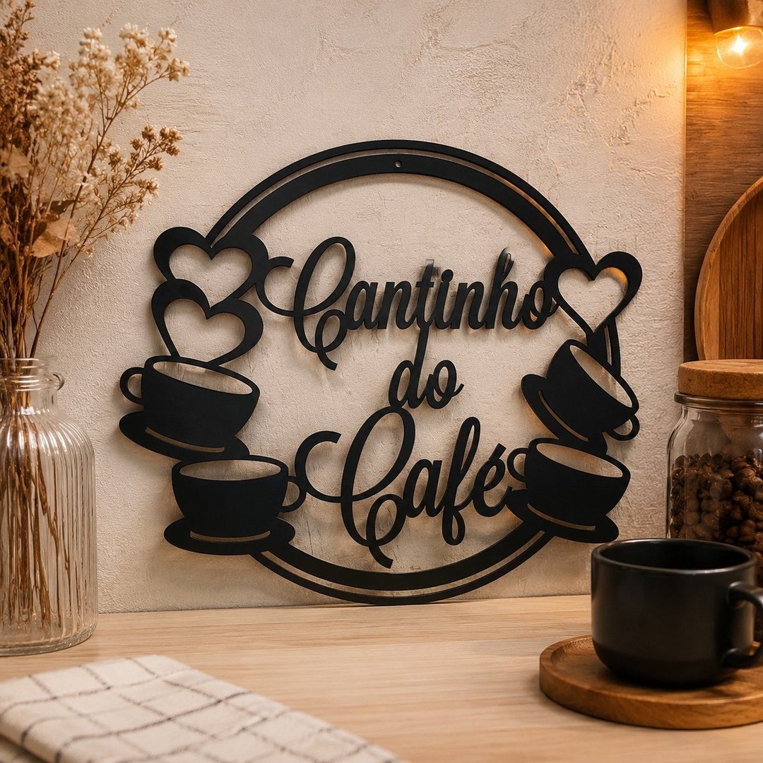 Placa decorativa cantinho do café letreiro cozinha e cafeteria decoração de parede mdf preto 3mm