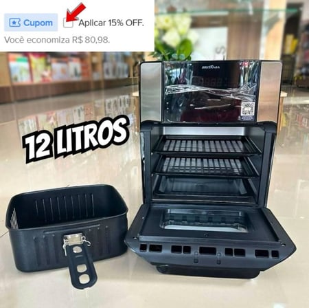 Fritadeira E Forno Britânia Air Fry Oven Bfr2100p Preto