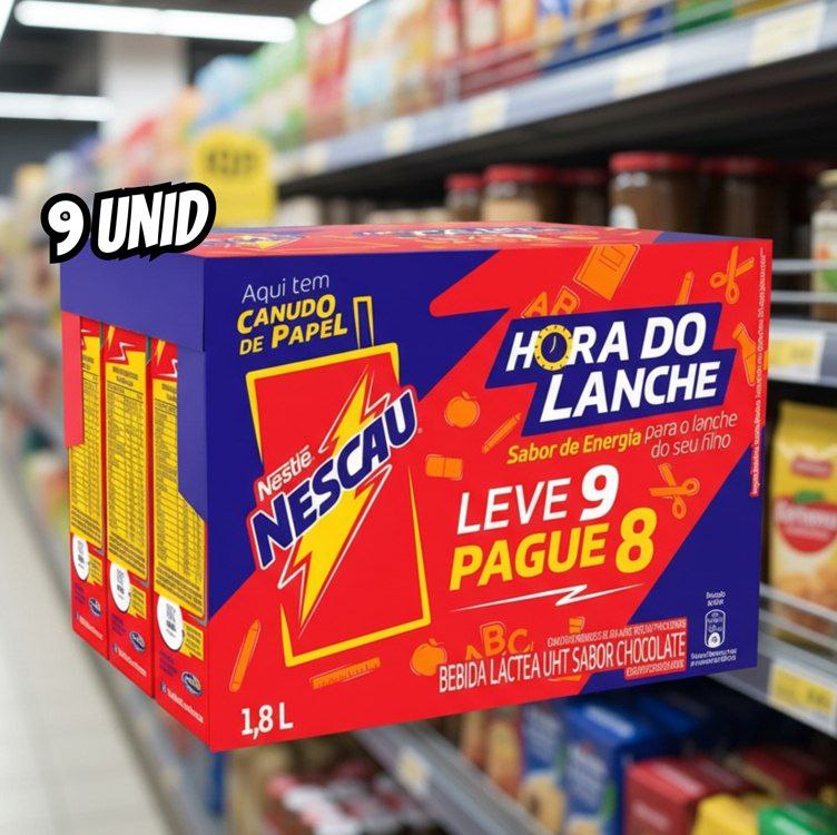 Bebida Láctea UHT Nestlé Nescau Activ Chocolate - 180ml 9 Unidades