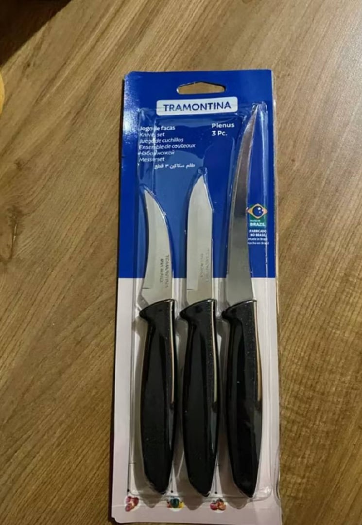 JOGO FACAS INOX 3PC PLENUS PRETO TRAMONTINA