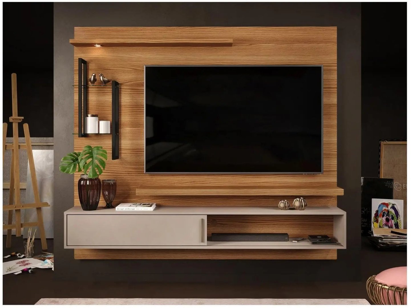 Painel para TV até 60” DJ Móveis New Greco 2 Prateleira