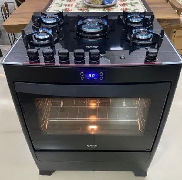 Fogão 5 Bocas Dako Preto Supreme Glass