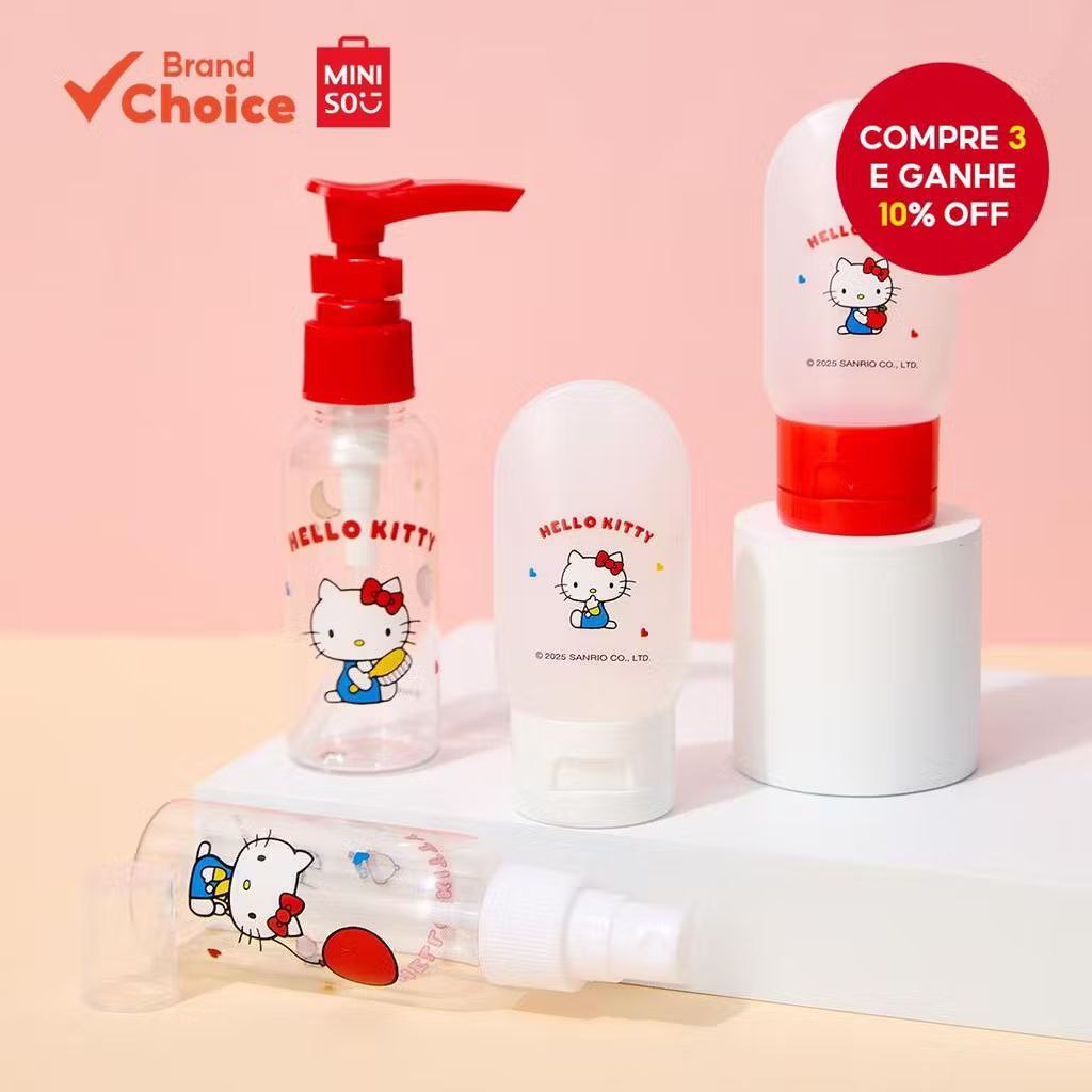 MINISO  série sanrio - adorável conjunto essencial de viagem portátil hello kitty pacote c...