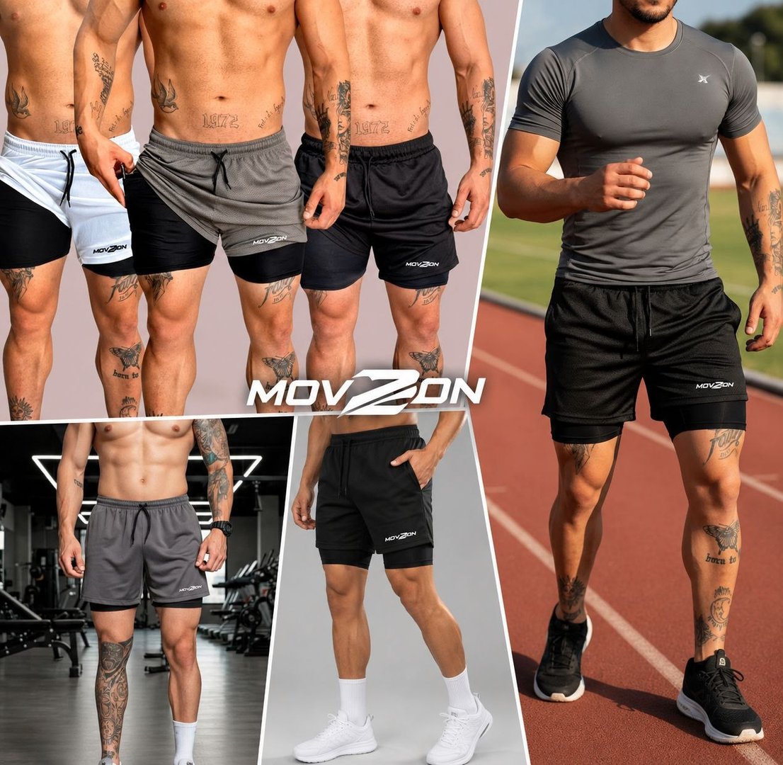 Kit 3 Shorts Masculino 2 Em 1 Dry Fit Anti Odor
