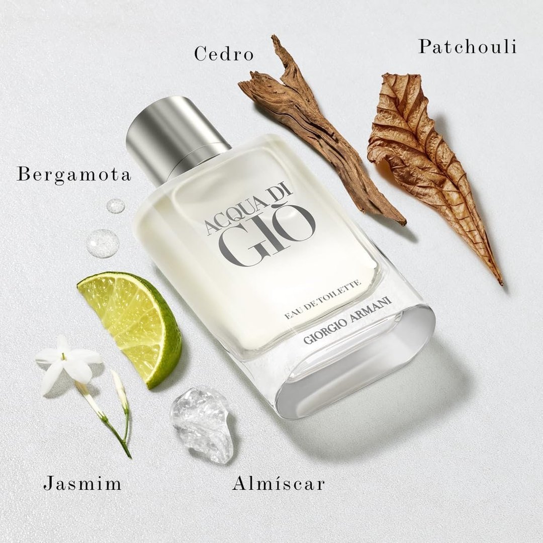 Armani Beauty, Acqua di Giò Eau de Toilette, 100ml, Giorgio Armani, Perfume Masculino Refilável, Fragrância Cítrica, Aquática e Fresca com Notas de Bergamota, Cedro, Patchouli, Jasmim e Almíscar