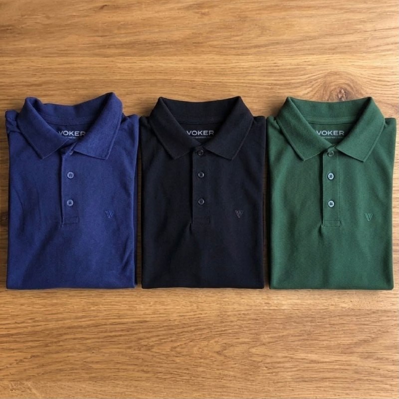 Kit 3 Camisas Gola Polo Voker