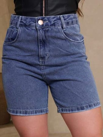 Diretriz Jeans Bermuda Jeans Modelagem Confort Cintura Alta Lavagem Estonada