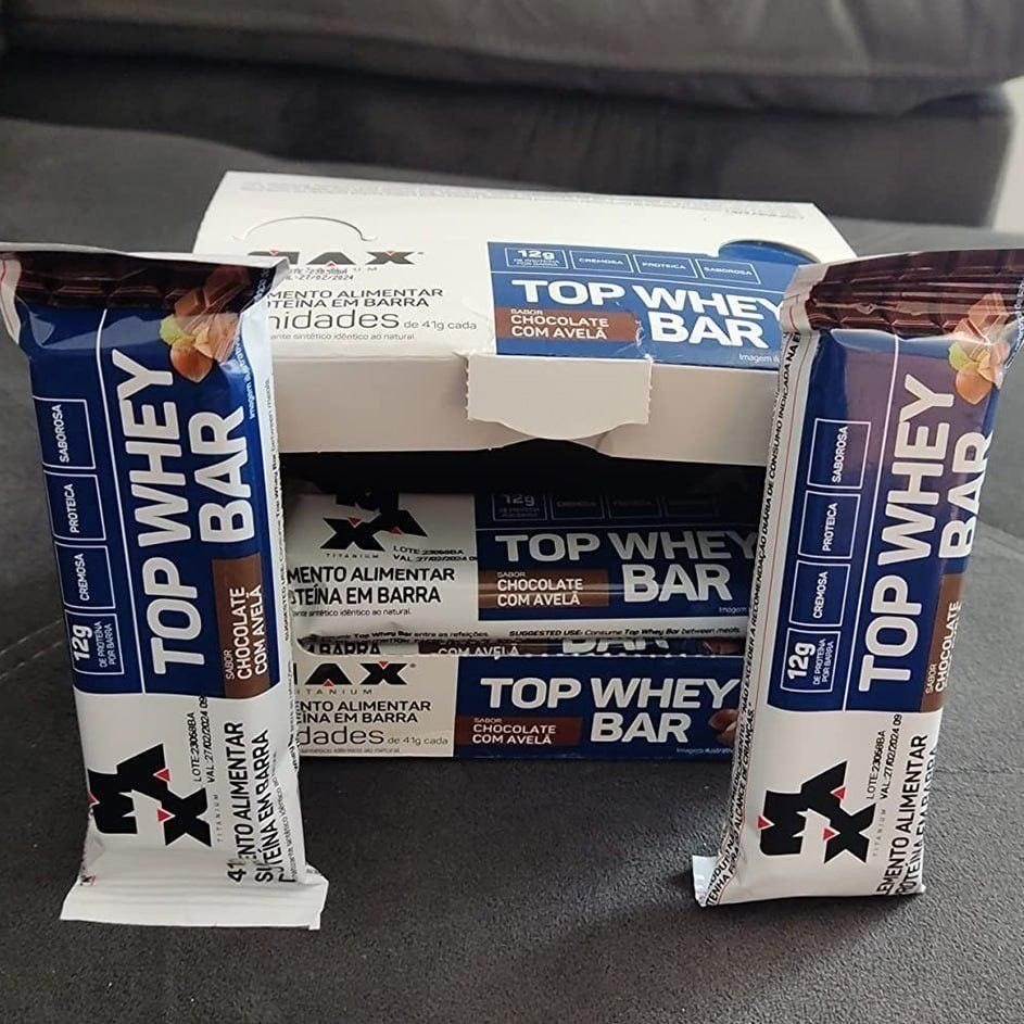 Max Titanium Top Whey Bar 12 Unidades De 41G (Chocolate Com Avelã)