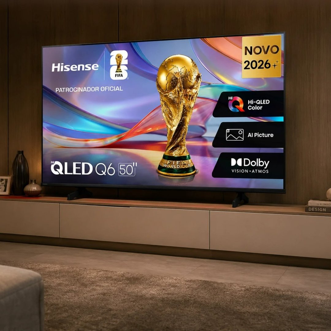Hisense Smart TV 4K 50" Polegadas 50Q6QVV com Processador AI, Dolby Vision, HDR10+, HLG, Filmmaker Mode, Dolby Gaming, Dolby Atmos, MiraCast e Compatibilidade Alexa e Google
