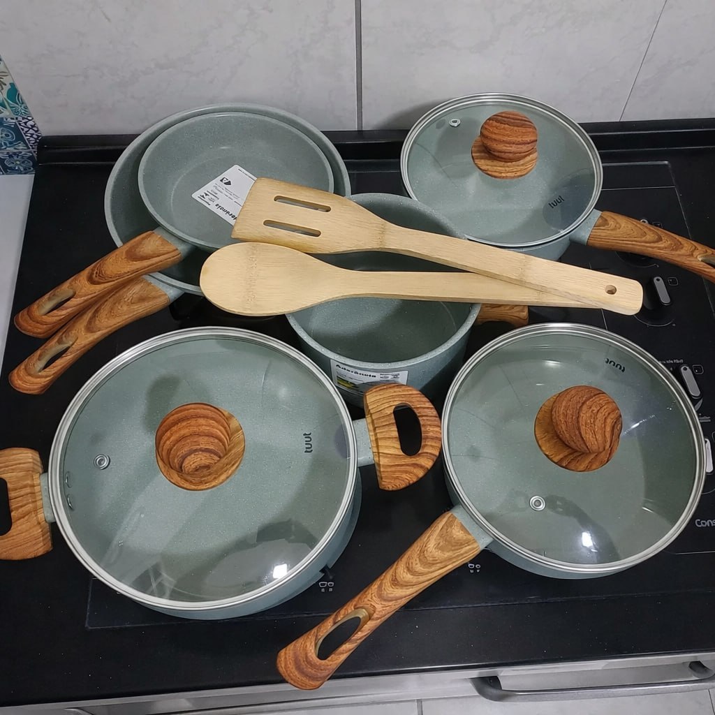 Jogo de Panelas de Alumínio Revestimento Cerâmico com Antiaderente Ecoglide Tuut Marble 8 peças