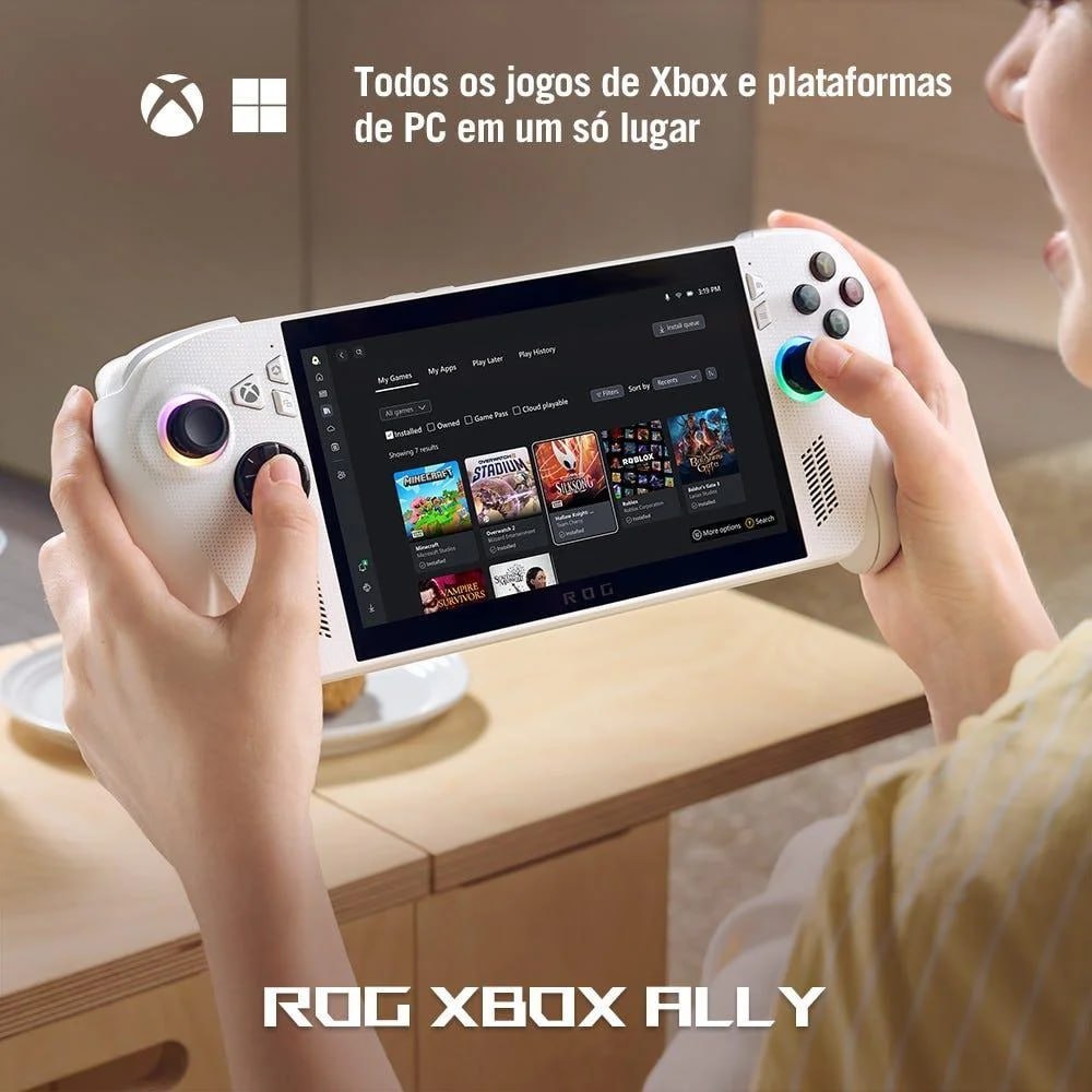 Console Portátil Rog XBOX Ally Amd Z2 A 512 SSD 16 Gb Ram Tela 7" WINDOWS 11 Oficial Asus Brasil Branco - Nh003w