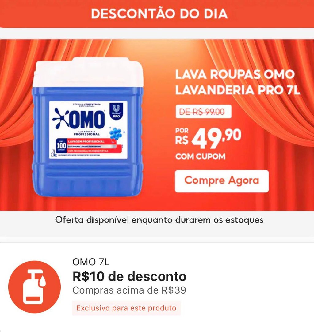 Lava Roupas Lavanderia Pro Líquido 7L Omo