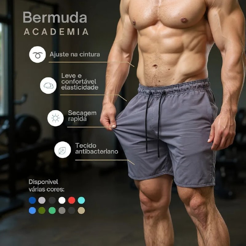 Kit 4 Bermuda Masculina Short Praia Tactel Elastano Academia