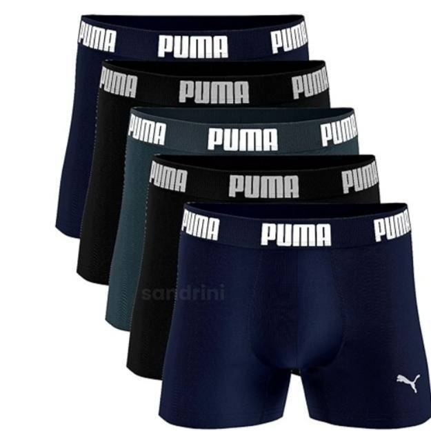 PUMA Kit 5 Cuecas Boxer Puma Sem Costura Confortável Esporte Masculino, Sortidos, M