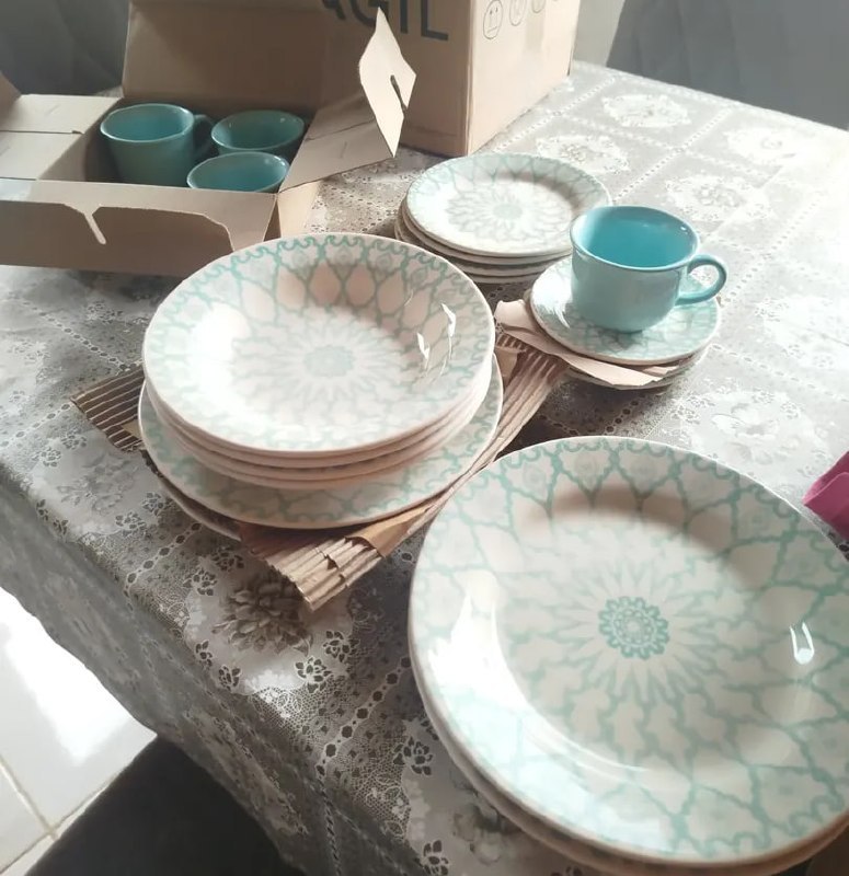 Aparelho De Jantar E Chá 20 Peças Donna Mandala Azul