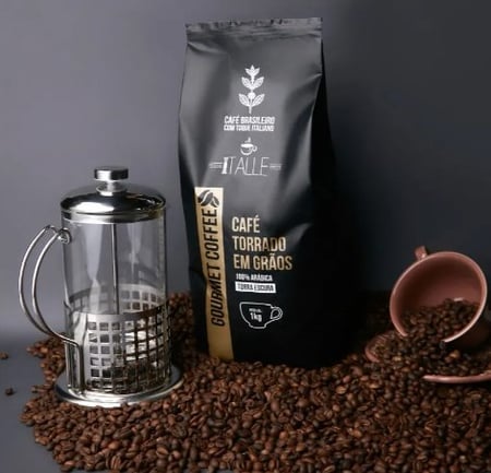 Café Em Grao Torrado Expresso Arábica Torra Escura Grãos 1kg Gourmet Cafe Italle
