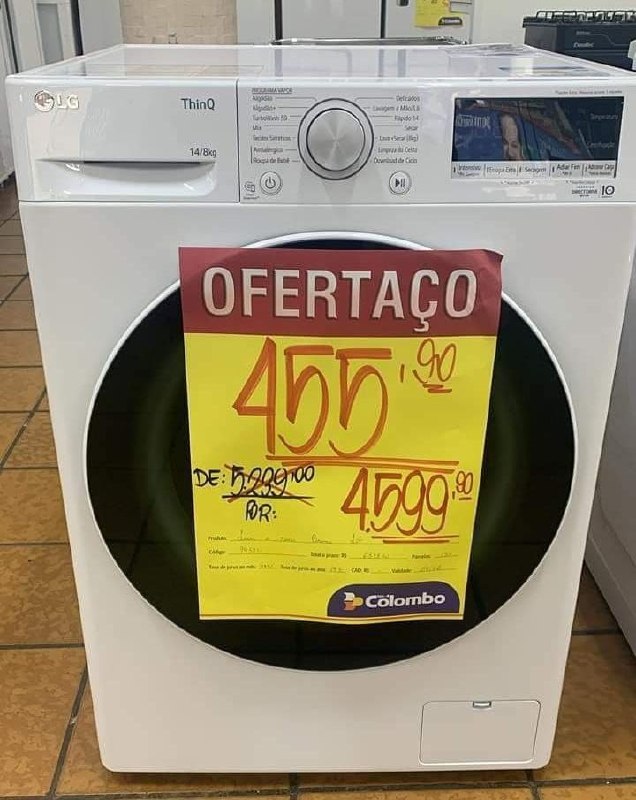Lava e Seca LG 14kg Smart VC4 c/ Inteligência Artificial app LG ThinQ Água Quente e Fria - 110v