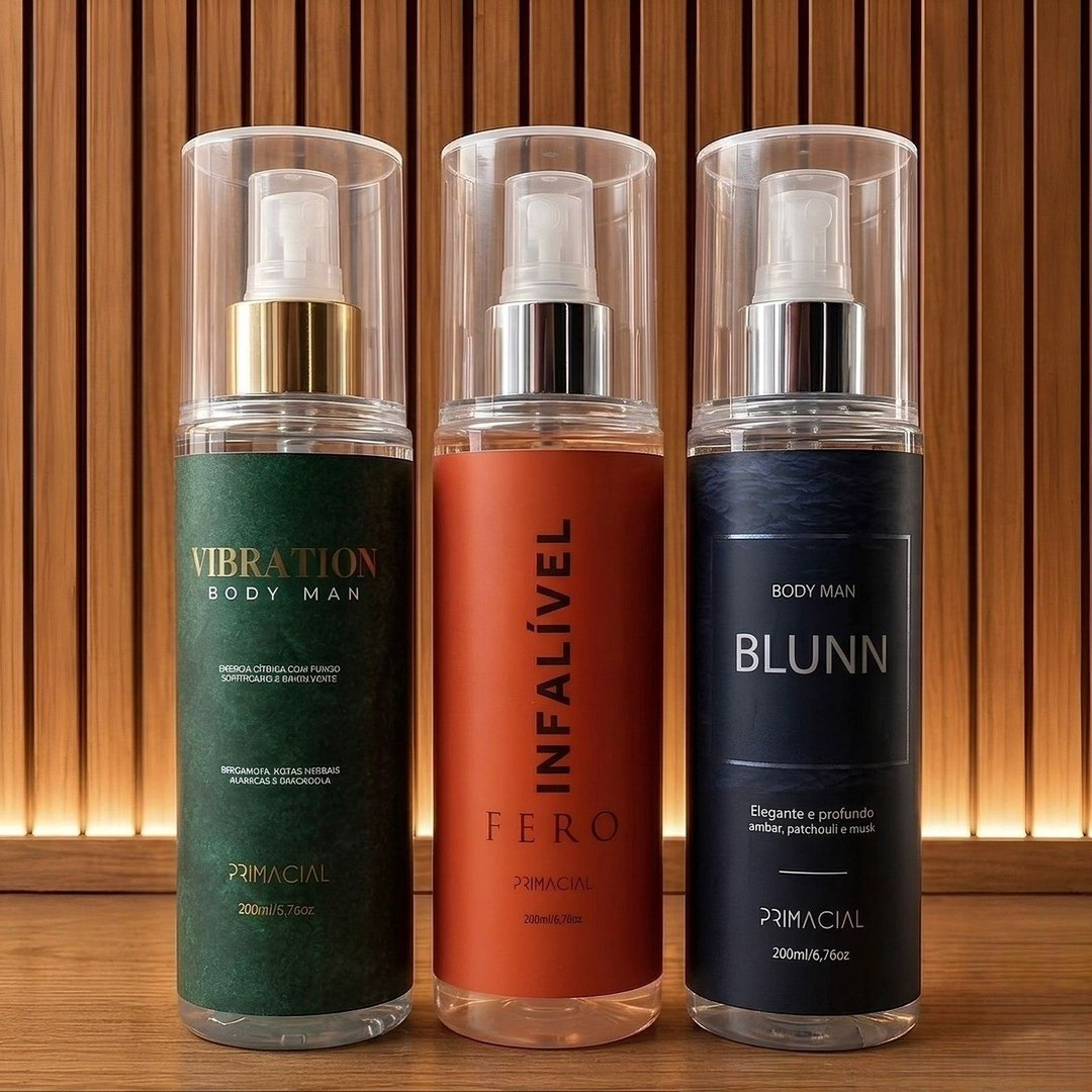 Kit Body Splash Masculino Vibration + Blunn + Infalível Fero