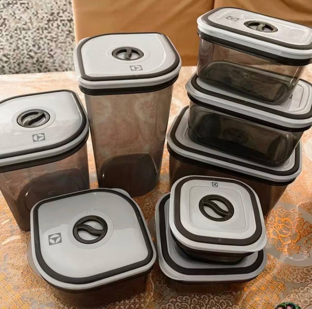 Potes Herméticos Electrolux de Plástico Cinza Escuro Retangular com 8 Unidades