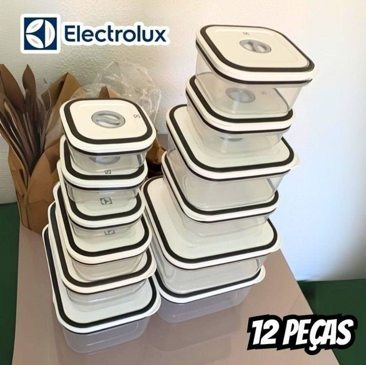 Jogo de Potes de Plástico Herméticos Electrolux - com Tampa A23122901 12 Peças