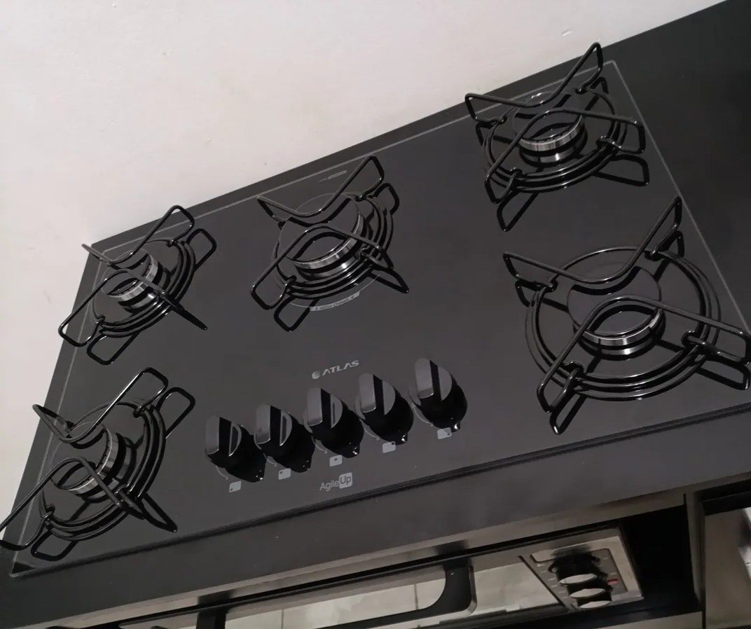 Cooktop 5 Bocas Atlas Agile Up Mesa de Vidro e Mega Chama Acendimento Automatico - Bivolt