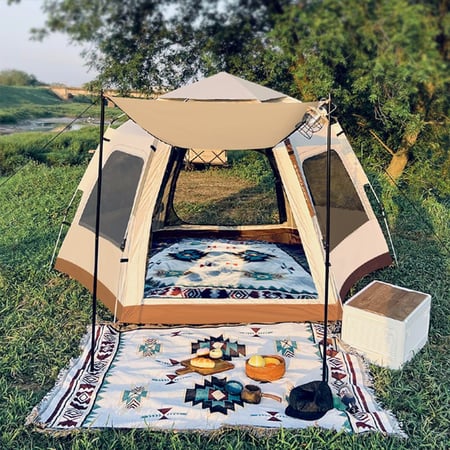Barracas Camping Automática Upf 50+ com 2 Portas e 4 Janelas, Tenda de Acampamento Pop-up ...