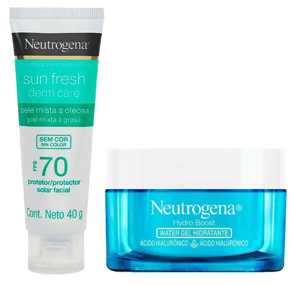 Kit Neutrogena Hidratante Facial Hydro Boost Water Gel 50g + Sun Fresh Protetor Solar Faci...