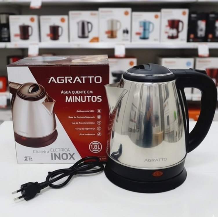 Agratto 784 - Chaleira Eletrica Inox, 220v, 1,8 Litro, Preto/inox
