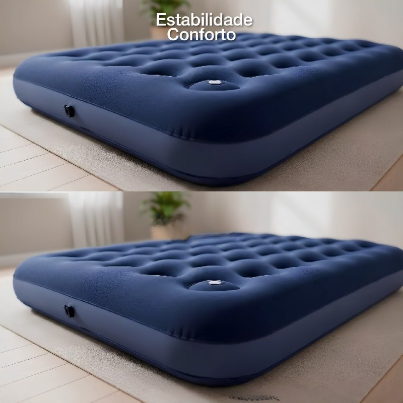 Colchão Inflável Casal Acampamento Inflador Acoplado O2flow