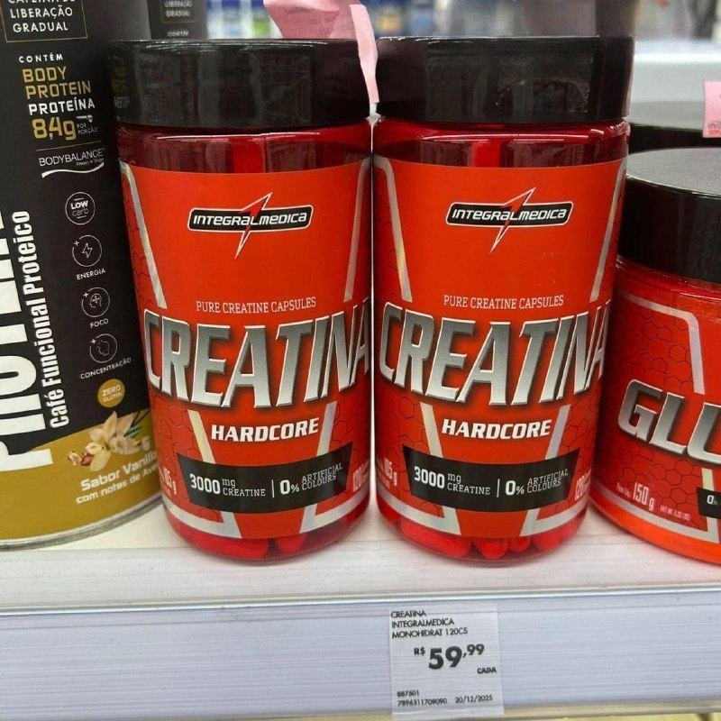 Creatina Hardcore 100% Pura 120 Capsulas Energia E Força - Integralmedica Sem Sabor