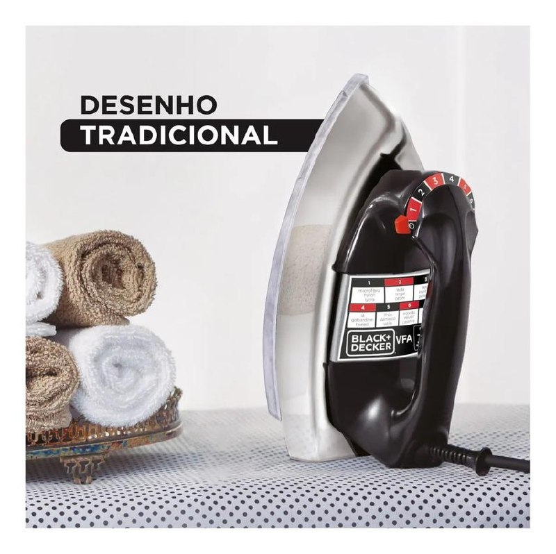 Ferro De Passar Roupa Black Decker Vfa1110tm2 Com Base De Alumínio 127v