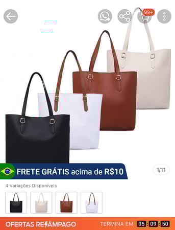 Bolsa Sacola Grande de Ombro feminina pasta notebook MS/Marques Silveira ENVIO IMEDIATO PR...