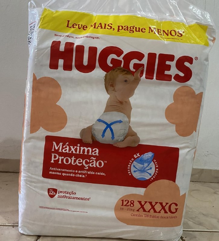 Pacotão Fralda Huggies Máxima Proteção com tecnologia Xtra-Flex Tam. XXXG - 128 unidades