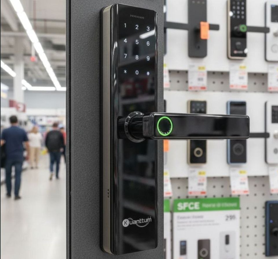Fechadura Digital Biométrica Kuanttum Delta PRO WiFi Senha App Tuya Preta