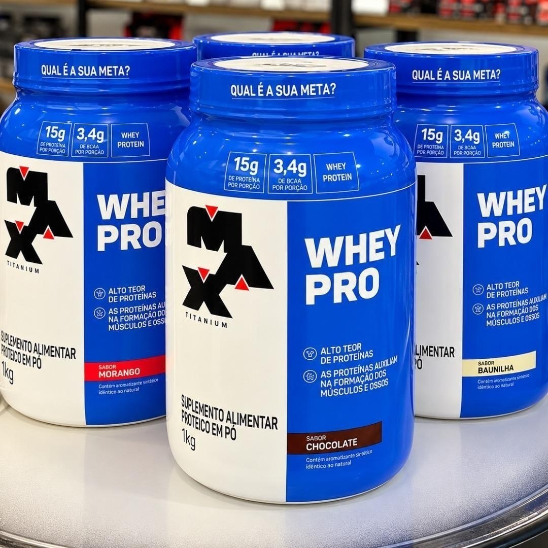 Max Titanium Whey Pro Pote 1kg Sabor Baunilha