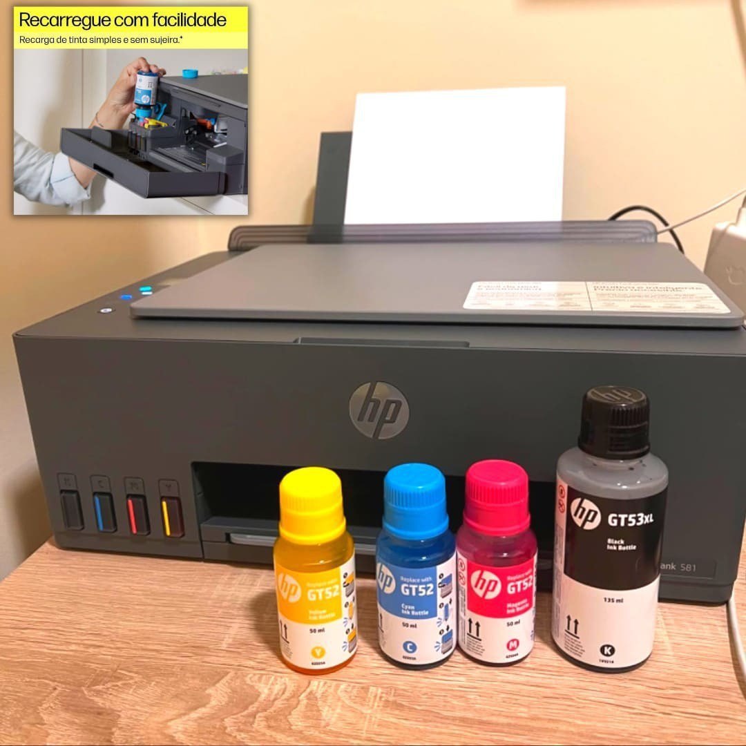 Impressora Multifuncional HP Smart Tank 581 Colorida USB Wi-fi - Bivolt