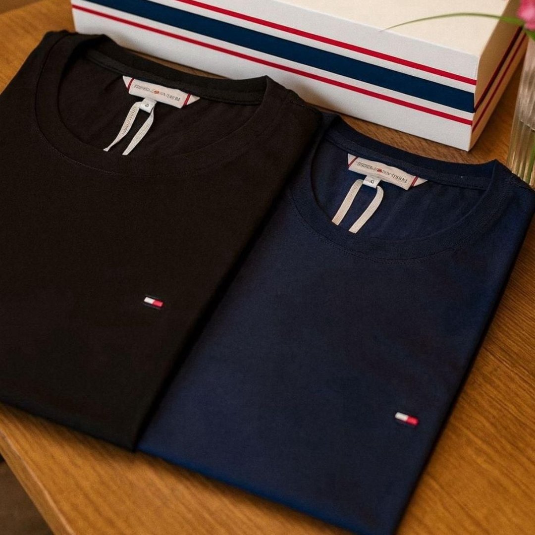 Camisetas Tommy Hilfiger Preta/marinho 2un - Original