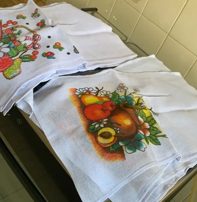 Kit 10 Pano De Prato Estampado 100% Algodão - 38cm X 63cm