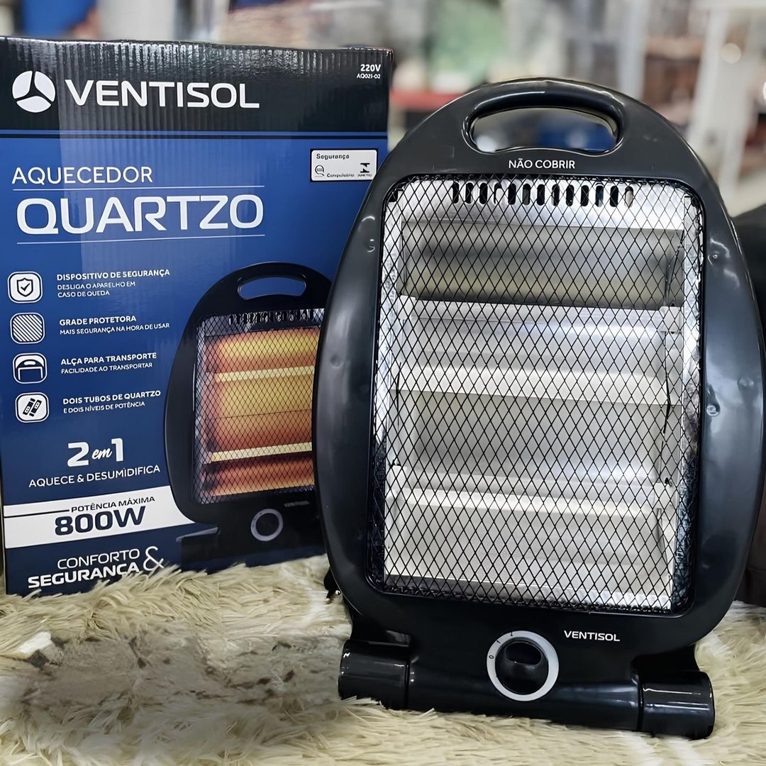 Aquecedor Elétrico Quartzo Doméstico 800w Ventisol Preto - 110v/220v