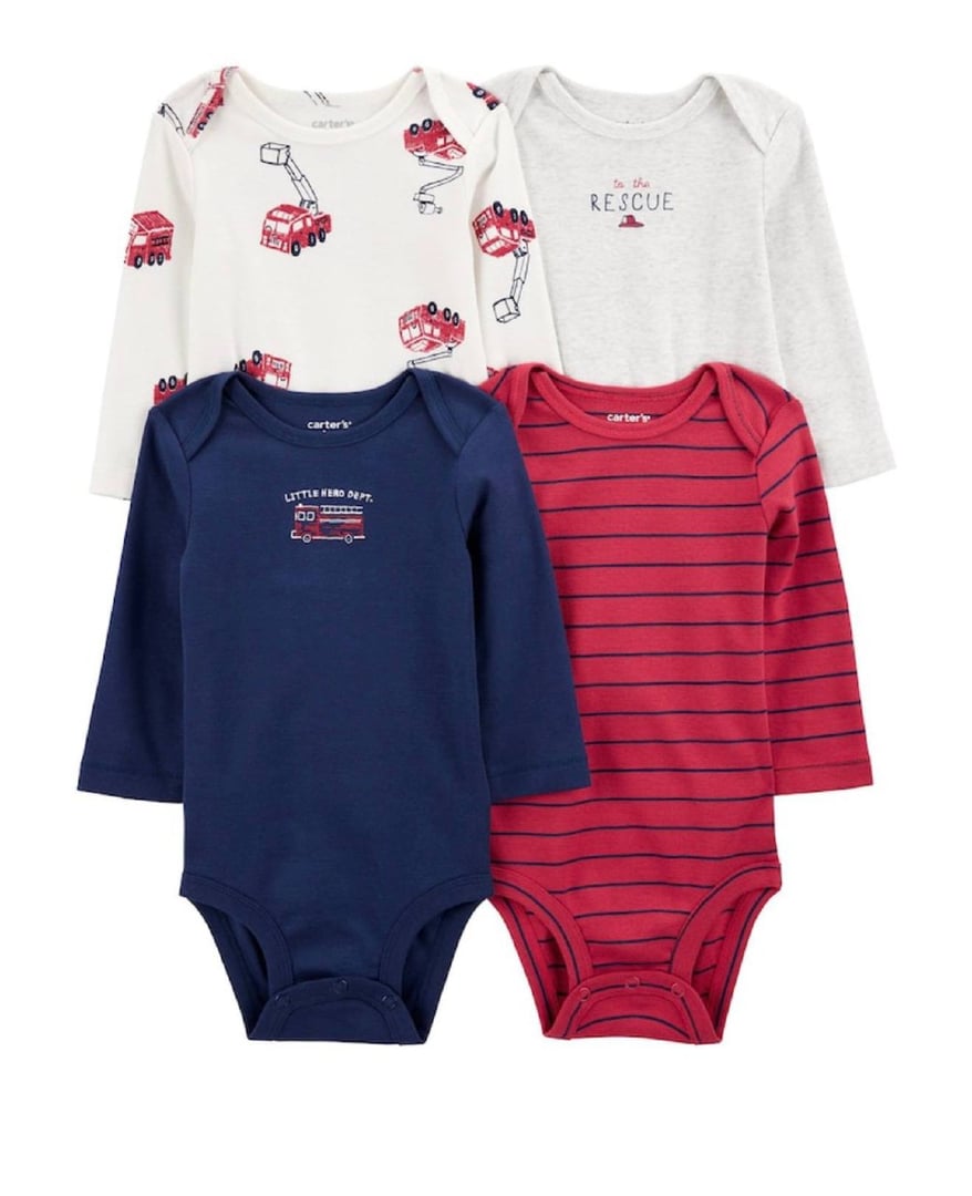 Kit body bebê 4 peças bombeiro listrado multicor | Carter's