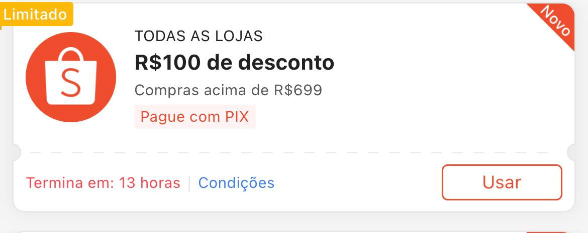 Cupom R$ 100 a partir de R$ 699 - Shopee