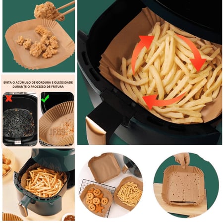 100 pçs forma descartável para fritadeira air fryer em papel antiaderente quadrado