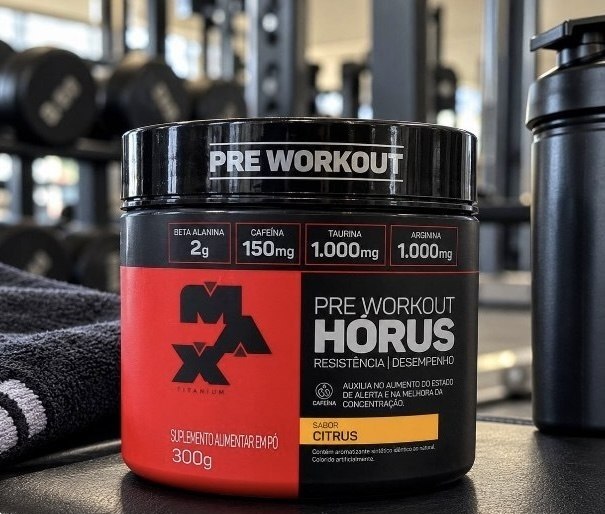 Suplemento Pré-Treino Max Titanium Hórus, Citrus, 300g